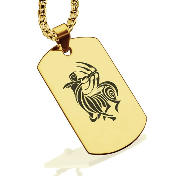 Stainless Steel Tribal Sagittarius Zodiac (Centaur Archer) Dog Tag Pendant Necklace