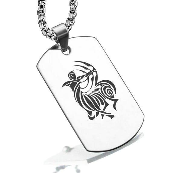 Stainless Steel Tribal Sagittarius Zodiac (Centaur Archer) Dog Tag Pendant Necklace