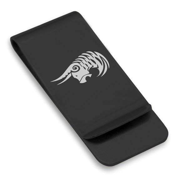 Stainless Steel Tribal Taurus Zodiac (Bull) Classic Slim Money Clip Credit Card Holder