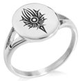 thumbnail image 1 of Tioneer Stainless Steel Tribal Torch Rune Minimalist Oval Top Polished Statement Signet Ring, 1 of 1