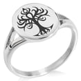 thumbnail image 1 of Stainless Steel Tribal Tree of Life Minimalist Oval Top Polished Statement Signet Ring, 1 of 1