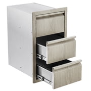 Stainless Steel Triple Drawer Cabinet - Weatherproof Flush Mount with Silent Sliding Drawers & Ergonomic Handles - Outdoor Kitchen Storage for BBQ Island, Patio Grill,14.7"W x 24.5"H x 18.5"D
