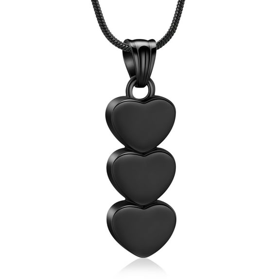 Stainless Steel Triple Hearts Urn Pendant Necklace for Cremation Ashes Keepsake Memorial Jewelry for Women Men Gifts
