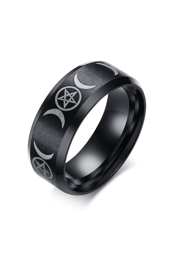 Stainless Steel Triple Moon Goddess Ring 8mm Face Width 6g Lightweight Jewelry Minimalist Boho Jewelry Everyday