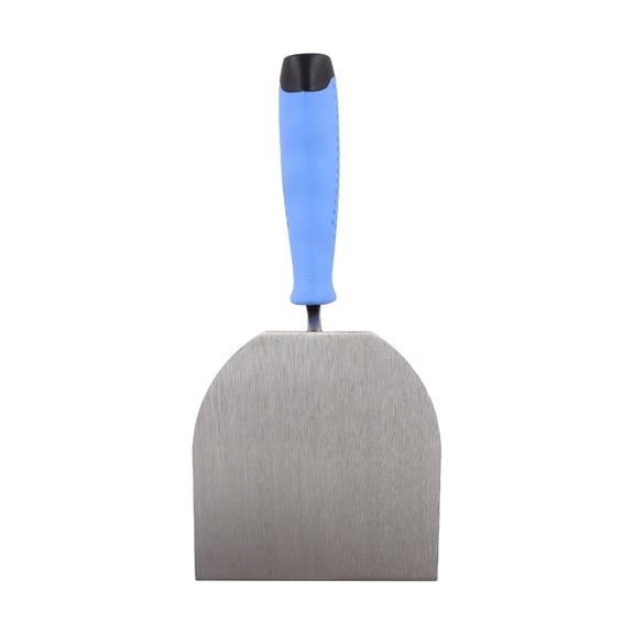 Stainless Steel Trowel with Non-Slip Handle for Brick Laying and Wall Plastering, Flat Putty Scraper Tool Blue
