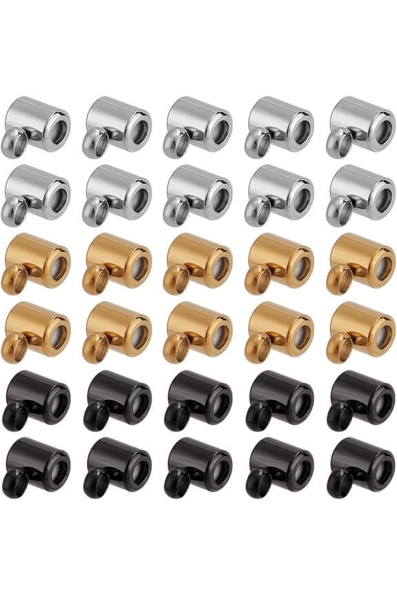 Stainless Steel Tube Bails 36pcs 3 Colors Stopper Beads Loop Beads Tube Bails Beads with Silicone Inside Metal Slider Beads Colomn Spacer Beads for Jewelry Making Bracelet Necklace Ends Mixed Color