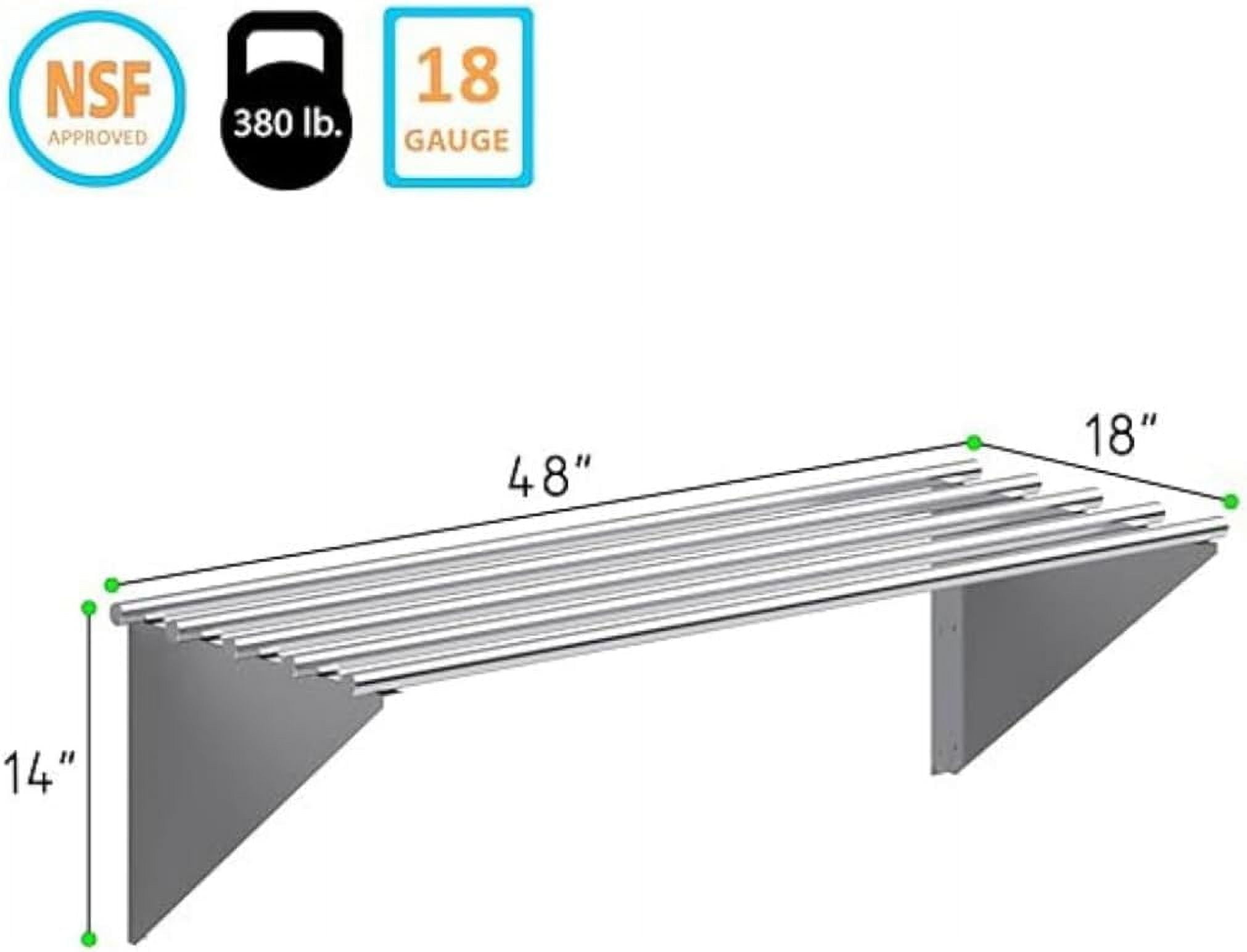 Stainless Steel Wall Mounted Shelf – 18×24 Inches, NSF Certified, 300 Lb Capacity, With Backsplash & 2 Brackets