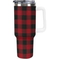 thumbnail image 1 of Stainless Steel Tumbler 40oz, Red Black Plaid Buffalo Leakproof Tumblers Insulated Water Bottle with Straw And Lid, Car Coffee Cups Travel Mug Universal Fits for Water, Iced Tea Or Coffee, 1 of 7