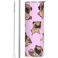 thumbnail image 1 of Stainless Steel Tumbler Pink Pug Dog Coffee Mug Water Bottle 20oz Insulated Travel Straight Cups Hot Beverage Drinks Cup with Spill Proof Lid Straw for Men Women Kids, 1 of 6
