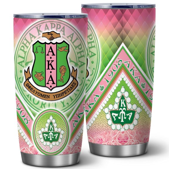 Stainless Steel Tumbler with AKA Sorority Design 20oz 1 Pack