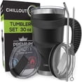 thumbnail image 1 of Stainless Steel Tumbler with Handle - Black by Chillout Life for Unisex - 6 x 30 oz Tumbler, 1 of 9