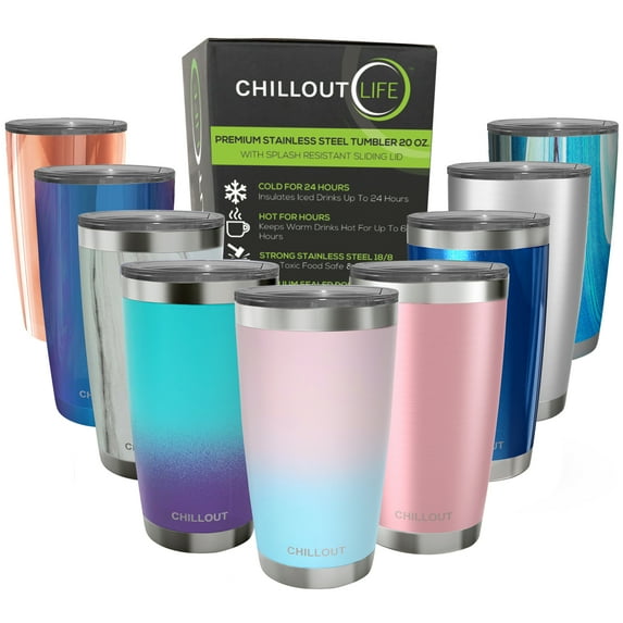 Stainless Steel Tumbler with Lid and Straw - Cotton Candy by Chillout Life for Unisex - 20 oz Tumbler