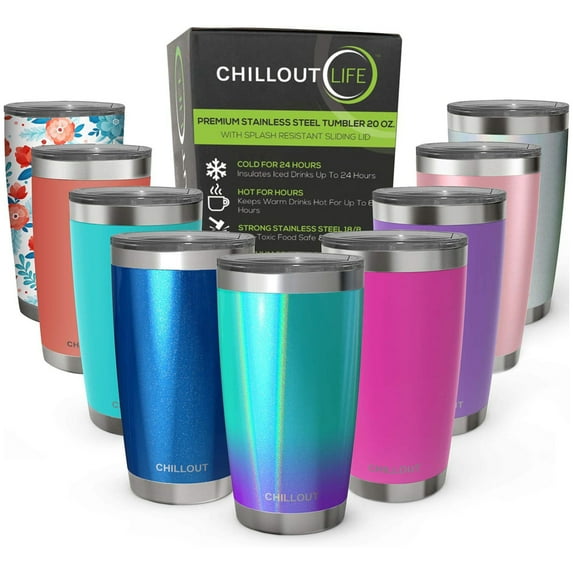 Stainless Steel Tumbler with Lid and Straw - Mermaid Sparkle by Chillout Life for Unisex - 20 oz Tumbler