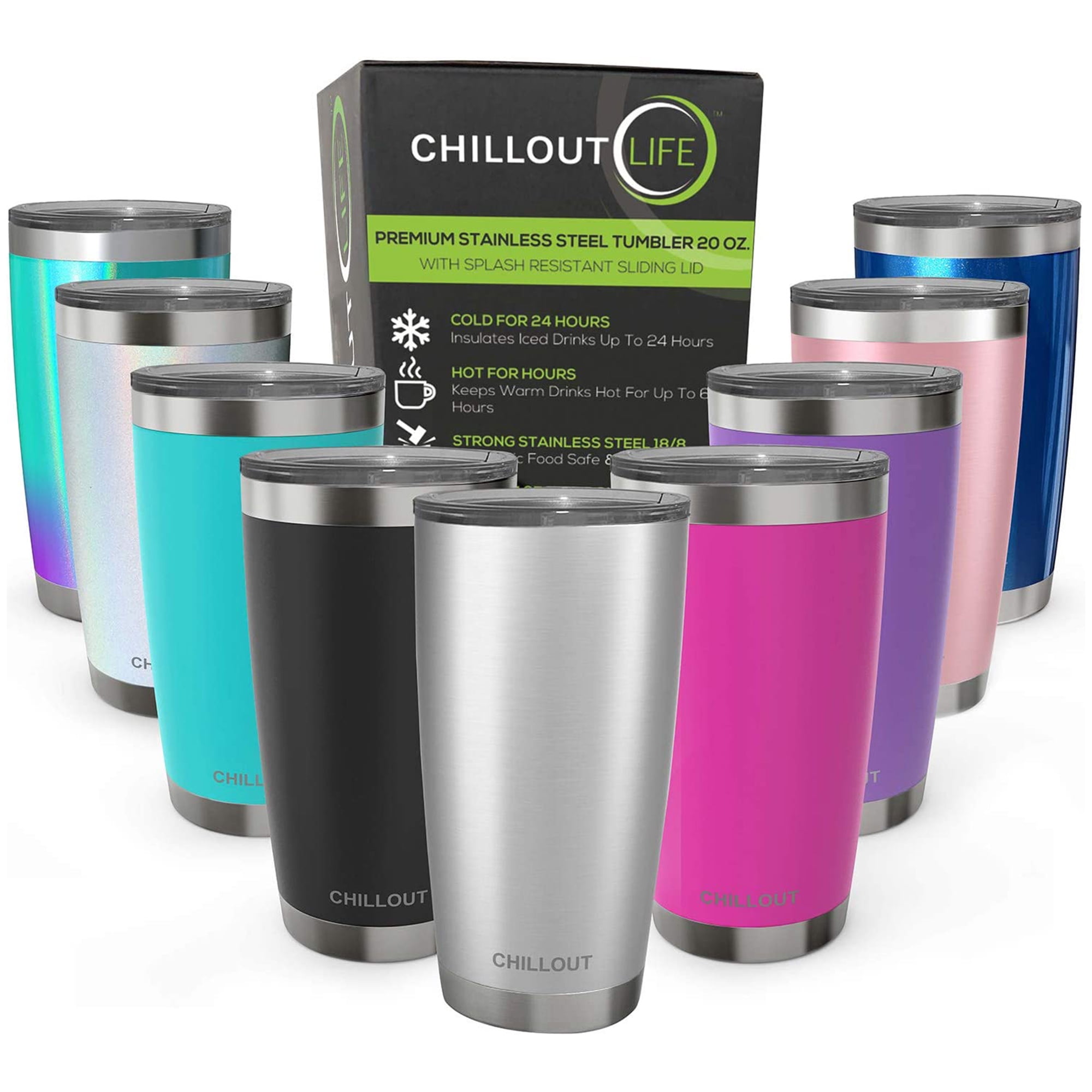 CHILLOUT LIFE 22 oz Insulated Water Bottle with Leakproof Spout Lid fo
