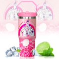 thumbnail image 1 of Stainless Steel Tumbler with Straw, 30oz Tumbler with Handle and Straw Lid, Leakproof Tumbler, Tumbler Lid Straw, Double Insulated Tumblers（Pink）, 1 of 5