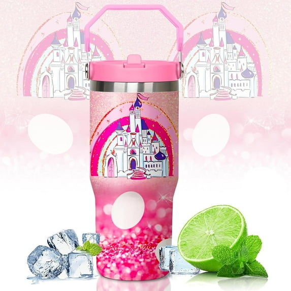 Stainless Steel Tumbler with Straw, 30oz Tumbler with Handle and Straw Lid, Leakproof Tumbler, Tumbler Lid Straw, Double Insulated Tumblers(Pink)