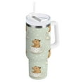 thumbnail image 1 of Stainless Steel Tumbler with Straw and Handle, Double Wall Insulated Tumblers, Cute Capybara in Coffee Cups, 1 of 9