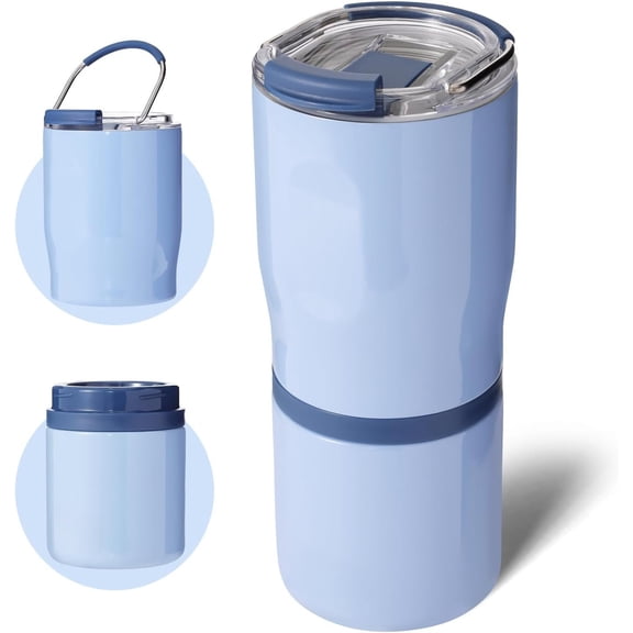 Stainless Steel Tumblers with Handle, Insulated Tumblers with 2 , 22oz 2IN1 Coffee Cup for Office and Party, Travel Cups for Woman and Man as Gifts(Blue)