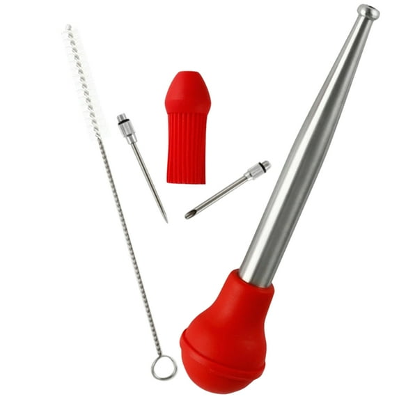Stainless Steel Turkey Needle Metal Turkey Baster Baster Syringe Turkey Injector Cooking Drip Oil Seasoning Tube