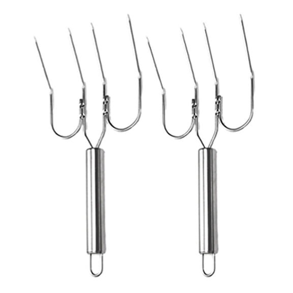 Stainless Steel Turkey & Roast Lifters Set of 2 Transfer Turkey or Ham Easily Long Handles for Strong Grip Dishwasher Safe Great for Thanksgiving Roaster Forks Four Needle Meat Fork