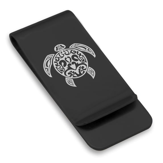 Stainless Steel Turtle Maori Symbol Classic Slim Money Clip Credit Card Holder