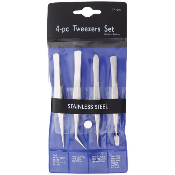 Stainless Steel Tweezer Set (4-pc) #BT-012
