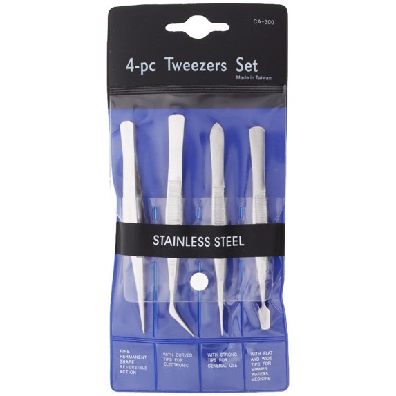 Stainless Steel Tweezer Set (4-pc) #BT-012
