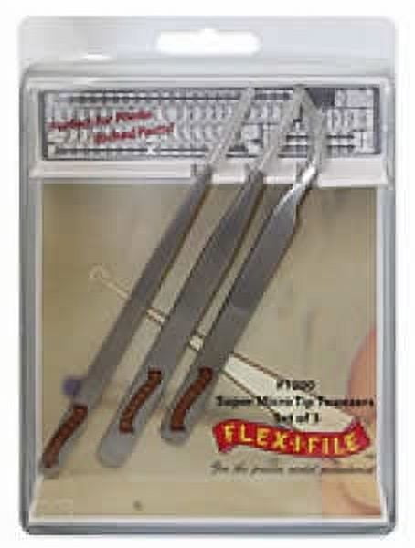 Stainless Steel Tweezer Set, Two Straight One Curved Flex-I-File