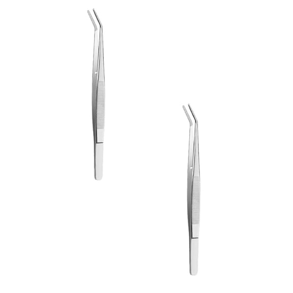 Stainless Steel Tweezers With Curved Serrated Tip Multipurpose Tweezers Sewing Machine Tweezers Forceps For Craft Repairing 2PCS head Suction Remover