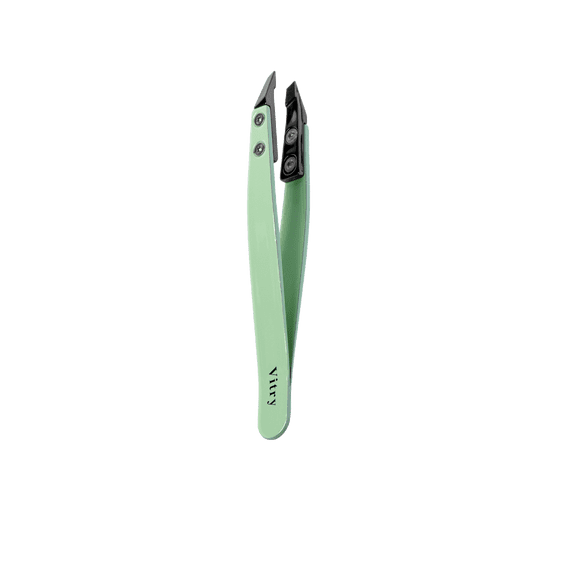 Stainless Steel Tweezers with Ceramic Slant Tip, Light Green