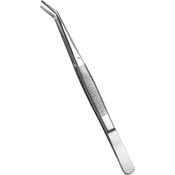 Stainless Steel Tweezers, with Curved Serrated Tip Multipurpose Sewing Machine Tweezers Forceps for Craft Repairing