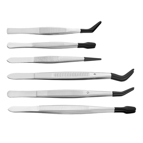 Stainless Steel Tweezers with Silicone Tips, Grip for Jewelry & Electronics Repair