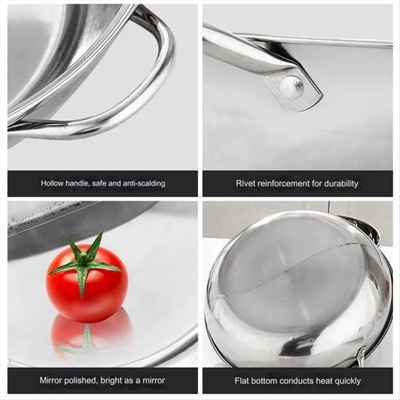 Stainless Steel Twin Divided Double Hotpot Cooker Gas Stove Compatible Pot Home Kitchen Cookware Soup Cooking Pot,30cm