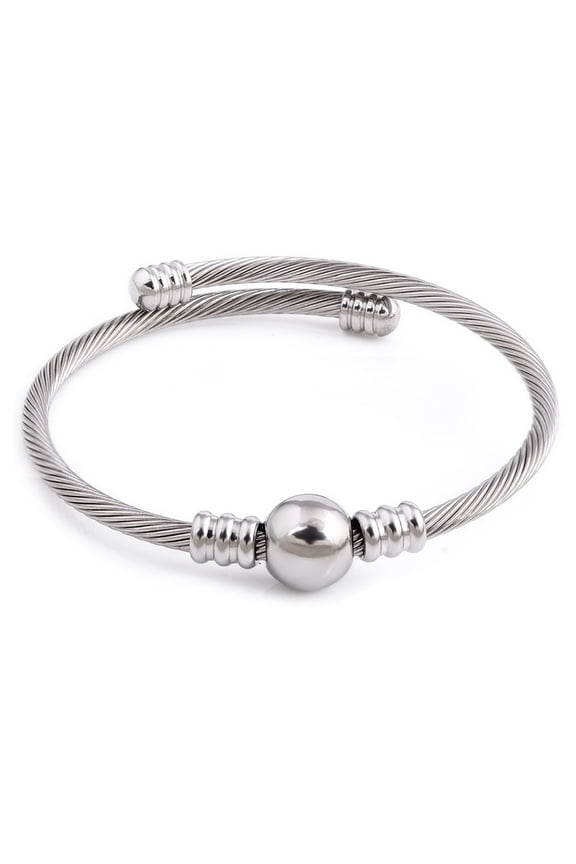 Stainless Steel Twist Ball Bracelet