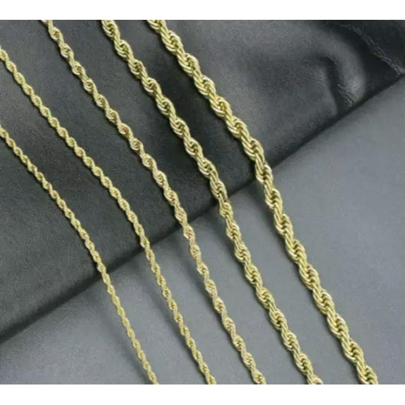 Stainless Steel Twisted Rope Chain Gold Plated Necklace Men Women