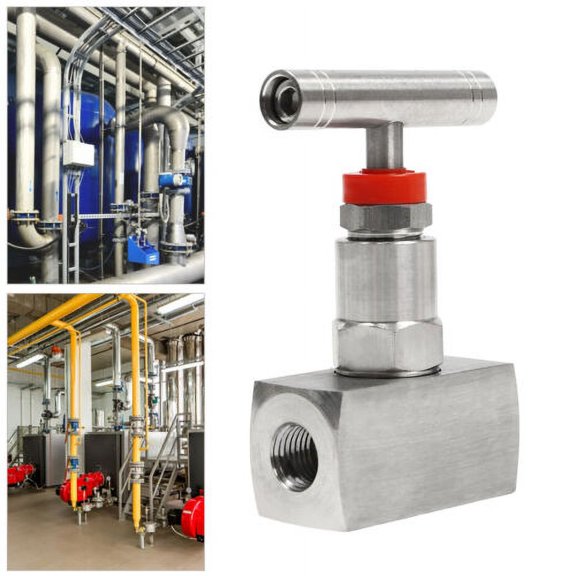 Stainless Steel Two Ports Straight Needle Valve 6000PSI 1/4" NPT Thread