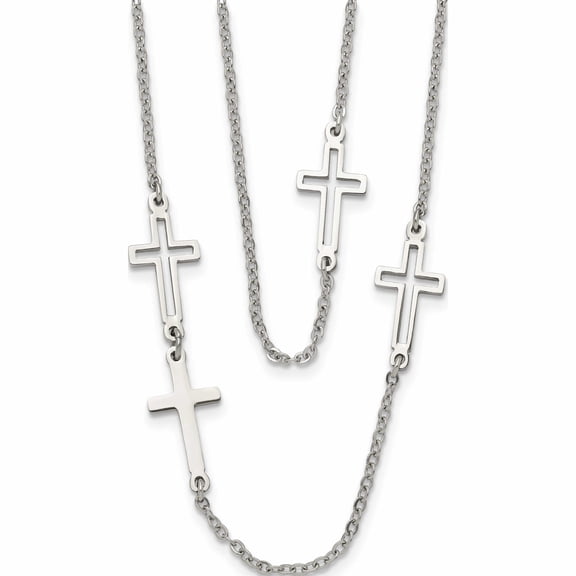 Jewelry by Sweet Pea Stainless Steel Two Strand Cross 30in Necklace