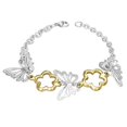 thumbnail image 1 of Stainless Steel Two-Tone 3D Butterfly Flower Link Womens Bracelet, 1 of 2