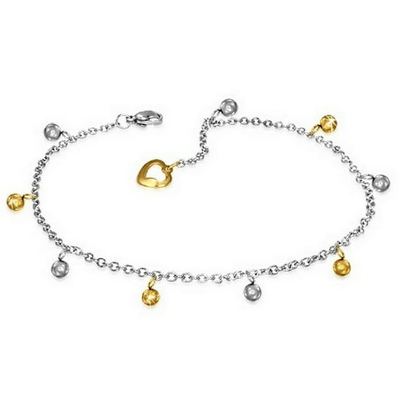 Stainless Steel Two-Tone Adjustable Anklet Bracelet