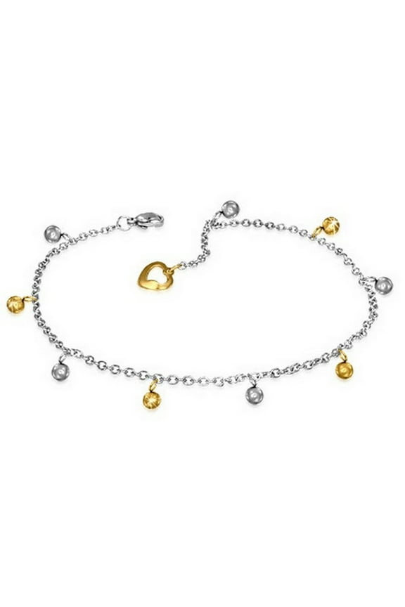 Stainless Steel Two-Tone Adjustable Anklet Bracelet