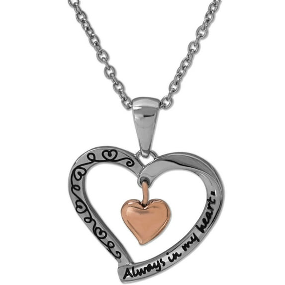 Hallmark Connections Women's Two-Tone Stainless Steel Heart Pendant Necklace, 'Always in My Heart'