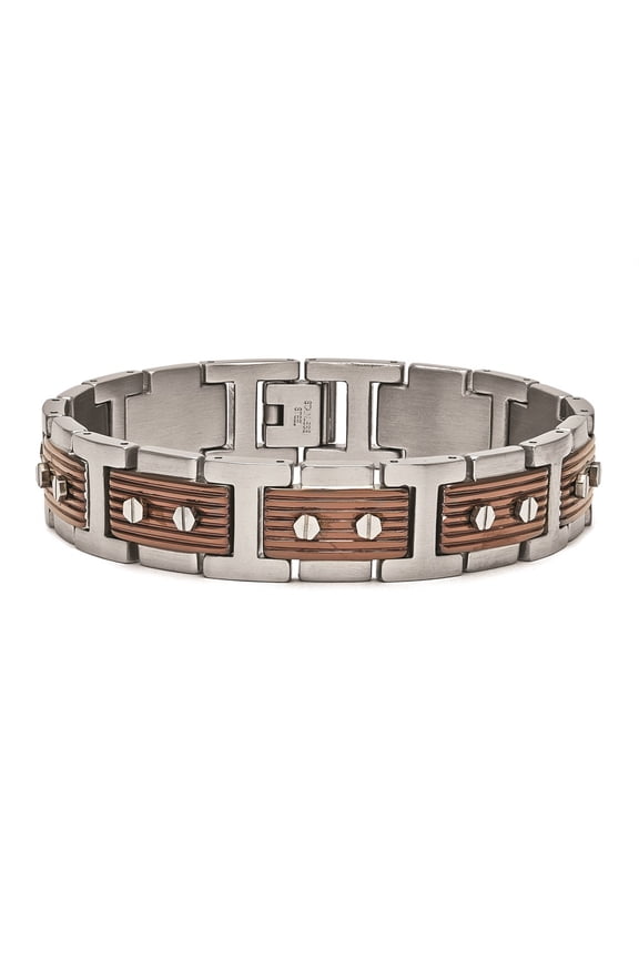 Stainless Steel Two Tone Nail Head Gents Bracelet