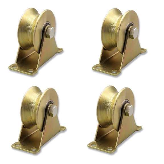 Stainless Steel U-Groove Wheel Pulley, Sliding Gate Rollers with Brackets, Rolling Gate Wheels, Heavy Duty Rigid Rollers for Inverted Track- 2 Inch, Load Capacity 660 LB, Pack of 4