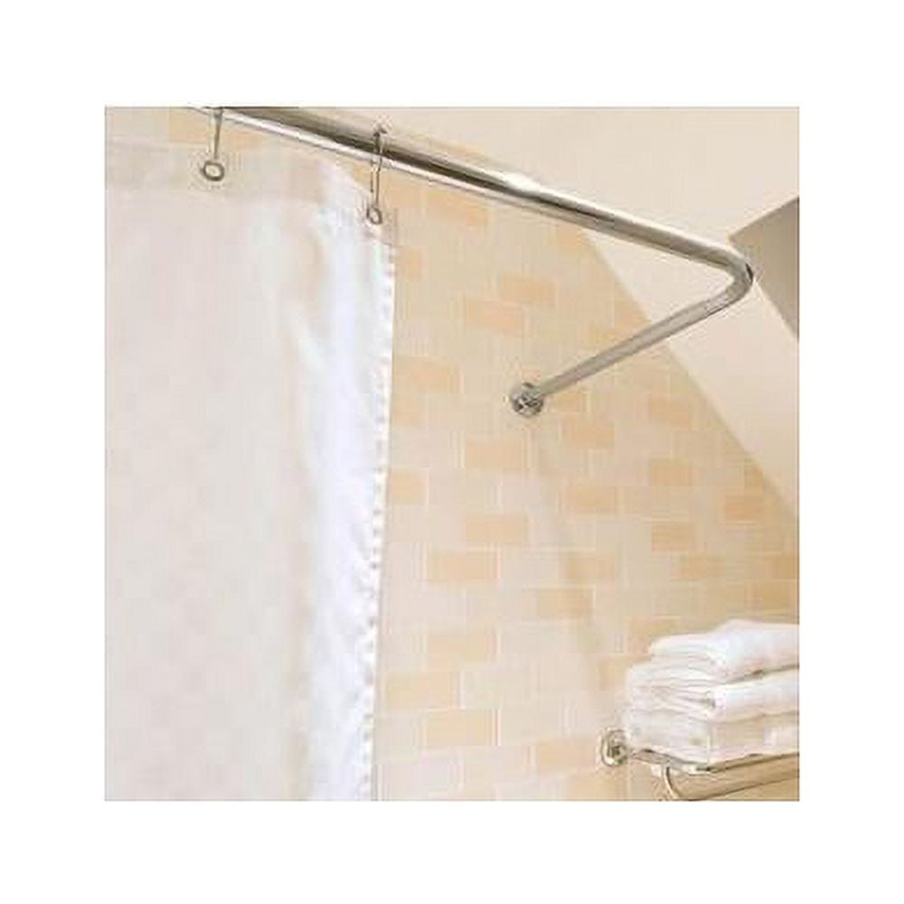 Stainless Steel UShaped Shower Rod W/ Single Ceiling Support (36” X 60