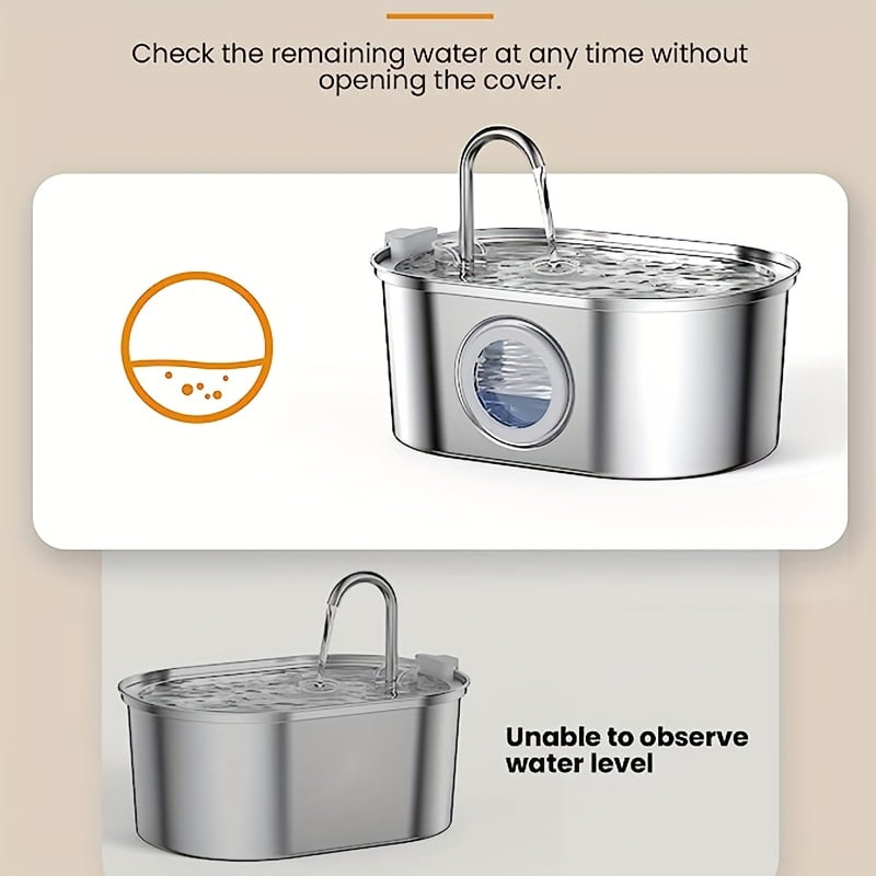 Stainless Steel USB Rechargeable Cat Water Fountain 108oz/3.2L