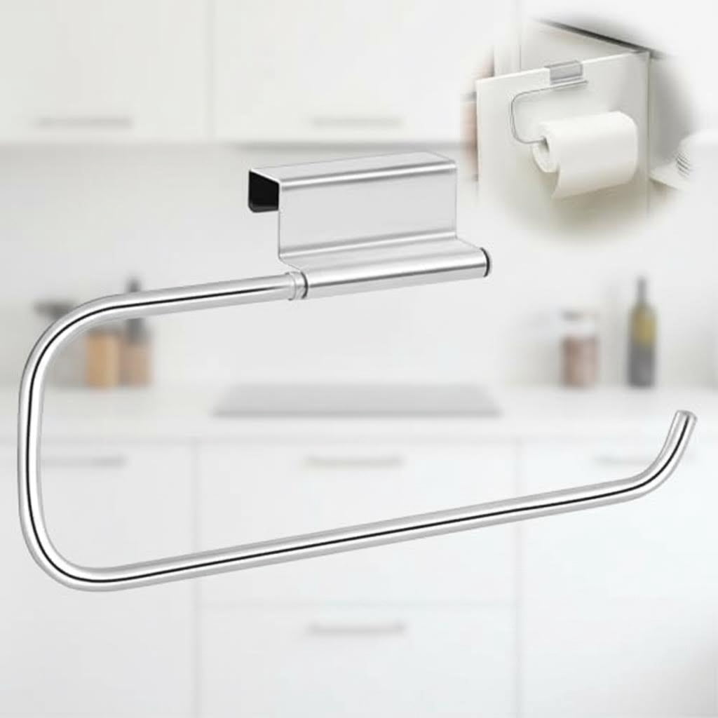Stainless Steel Under Sink Paper Towel Holder and Dispenser, 12.4-Inch Cabinet Door Mount for Kitchen, Bathroom, Laundry Room Storage Organizer