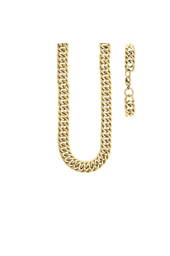 Stainless Steel Unisex 11mm 24 Inches Double Cuban Fashion Link Chain Necklace