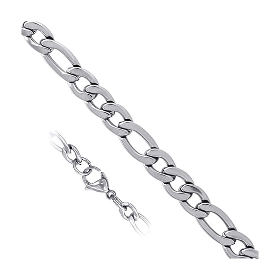 Stainless Steel Unisex 6mm 9 Inch Figaro Fashion Link Bracelet Link Bracelet for Women