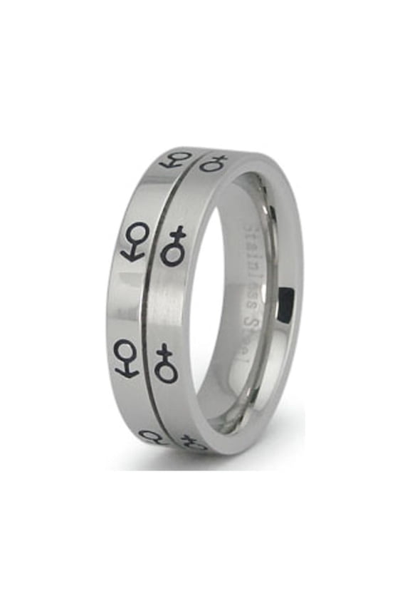 Stainless Steel Unity CZ Wedding Band Ring