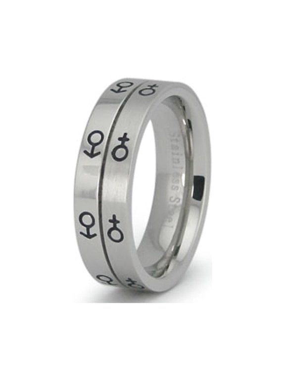 Stainless Steel Unity CZ Wedding Band Ring